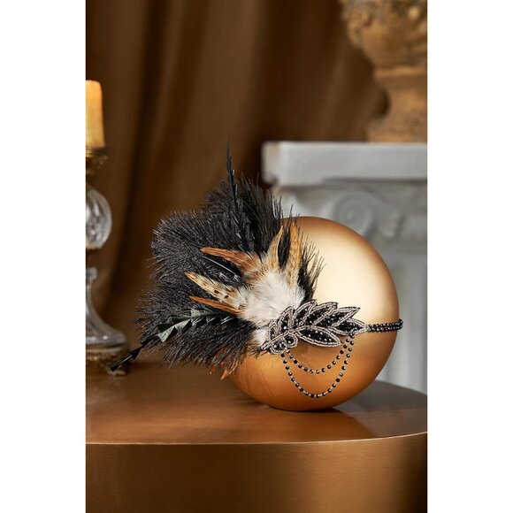 1920s Flapper Headpiece Beaded Feather Headband for Gatsby Art Deco Party main image 4